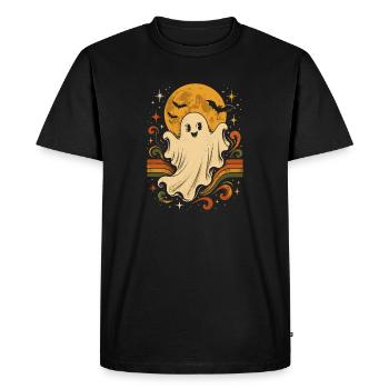Lune Fantôme avec Balançoire Arc-en-ciel - T-shirt Premium bio Homme - noir - Devant - Nico (187cm)