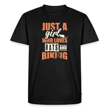 Juste une fille qui adore les rats et le vélo - T-shirt Premium bio Homme - noir - Devant - Nico (187cm)