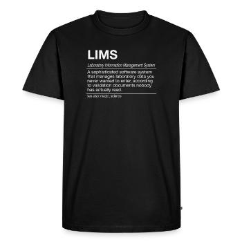 LIMS Laboratory Information Management Laboratory Humor - Men's Premium Organic T-Shirt - black - Front - Nico (187cm)