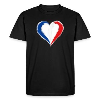 Maillot en cœur tricolore pour les fans de football et femmes - T-shirt Premium bio Homme - noir - Devant - Nico (187cm)