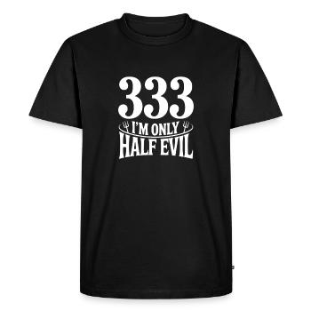 333 I'm Only Half Evil - Men's Premium Organic T-Shirt - black - Front - Nico (187cm)
