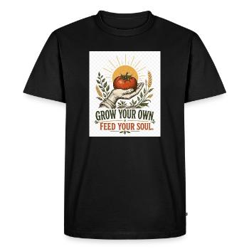 Grow Your Own – Feed Your Soul - Men's Premium Organic T-Shirt - black - Front - Nico (187cm)