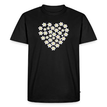 Cœur de Marguerite | Cœur fleuri - T-shirt Premium bio Homme - noir - Devant - Nico (187cm)