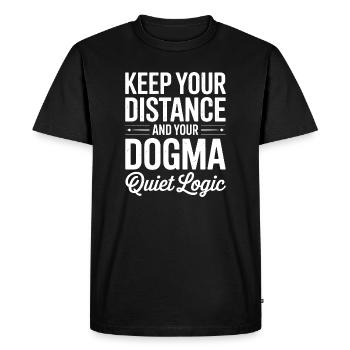 Keep Your Distance Dogma Quiet Logic - Men's Premium Organic T-Shirt - black - Front - Nico (187cm)
