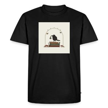 Corbeau sur des livres avec des fleurs - T-shirt Premium bio Homme - noir - Devant - Nico (187cm)