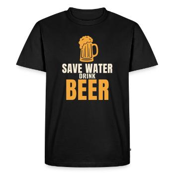 Économise de l’eau Boire Bière bière drôle de bière en disant - T-shirt Premium bio Homme - noir - Devant - Nico (187cm)