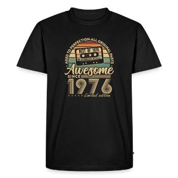 Cadeau d’anniversaire rétro vintage 1976 - T-shirt Premium bio Homme - noir - Devant - Nico (187cm)