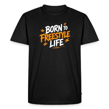 Né dans la vie freestyle - T-shirt Premium bio Homme - noir - Devant - Nico (187cm)