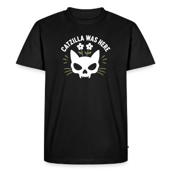 Crâne CatZilla avec des fleurs - T-shirt Premium bio Homme - noir - Devant - Nico (187cm)