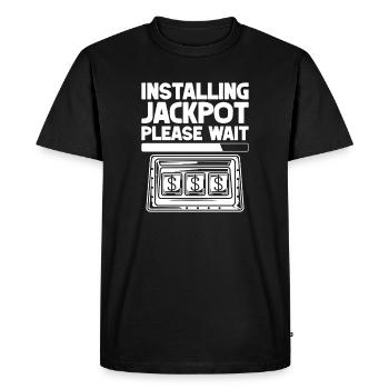 Joueur de casino installant le jackpot Veuillez patienter - T-shirt Premium bio Homme - noir - Devant - Nico (187cm)