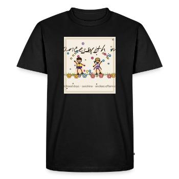 Enfants dansants dans le jardin de fleurs - T-shirt Premium bio Homme - noir - Devant - Nico (187cm)