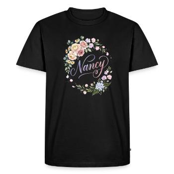 Nom de couronne de fleurs Nancy - T-shirt Premium bio Homme - noir - Devant - Nico (187cm)