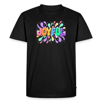 Lettrage Joyeux en éclats colorés - T-shirt Premium bio Homme - noir - Devant - Nico (187cm)