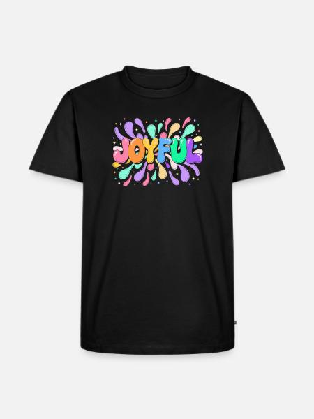 Happy Lettering in bunten Splittern - Männer Premium Bio T-Shirt - Schwarz