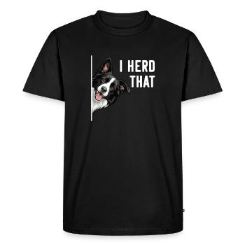 J’entends ce jeu de mots sur le chien de berger border collie - T-shirt Premium bio Homme - noir - Devant - Nico (187cm)