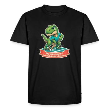 Hockey sur gazon des dinosaures : Disparition des défenseurs - T-shirt Premium bio Homme - noir - Devant - Nico (187cm)