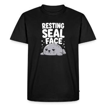  Ruhendes Siegelgesicht, Lustiger, Mürrischer, - T-shirt Premium bio Homme - noir - Devant - Nico (187cm)