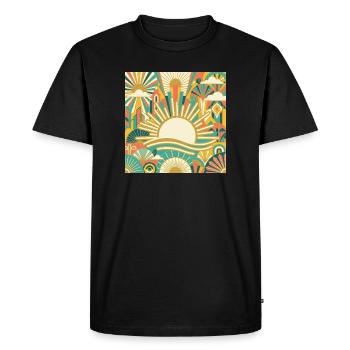 Motif de la ville au lever du soleil - T-shirt Premium bio Homme - noir - Devant - Nico (187cm)