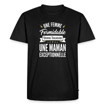 Femme Formidable Maman Exceptionnelle Cadeau - T-shirt Premium bio Homme - noir - Devant - Nico (187cm)