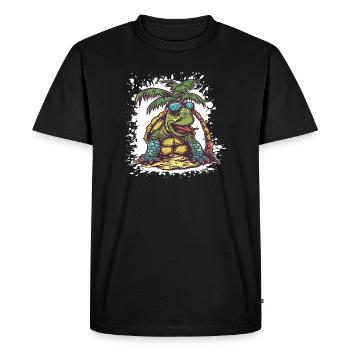 Turtle Summer Comic - Men's Premium Organic T-Shirt - black - Front - Nico (187cm)