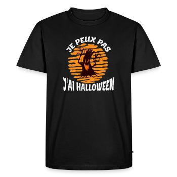 Je peux pas j'ai Halloween - T-shirt Premium bio Homme - noir - Devant - Nico (187cm)
