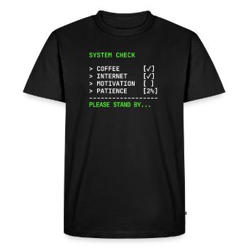 Vérification système – Conception de terminal administrateur informatique - T-shirt Premium bio Homme - noir - Devant - Nico (187cm)