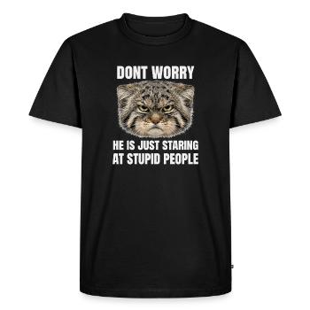 Pallas Cat Manul Cat Cats Humour Sarcasme - T-shirt Premium bio Homme - noir - Devant - Nico (187cm)