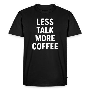 Moins de paroles, plus de café - T-shirt Premium bio Homme - noir - Devant - Nico (187cm)