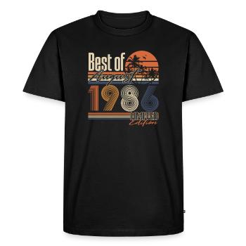 Cadeau d’anniversaire vintage d’août 1986 rétro - T-shirt Premium bio Homme - noir - Devant - Nico (187cm)