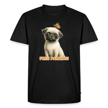 Parking gratuit pour carlin drôle - T-shirt Premium bio Homme - noir - Devant - Nico (187cm)