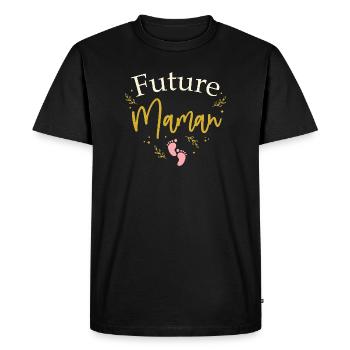 Future Maman Annonce Grossesse Fille - T-shirt Premium bio Homme - noir - Devant - Nico (187cm)