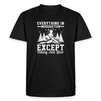 Tout est modéré, sauf la randonnée et la bière - T-shirt Premium bio Homme - noir - Devant - Nico (187cm)