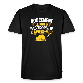 Matin doux canard endormi - T-shirt Premium bio Homme - noir - Devant - Nico (187cm)