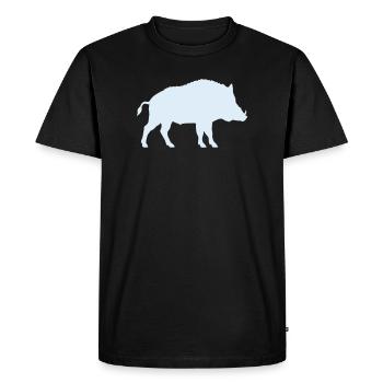 Silhouette bleue du sanglier sauvage - T-shirt Premium bio Homme - noir - Devant - Nico (187cm)