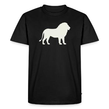 Silhouette de lion sur fond crème - T-shirt Premium bio Homme - noir - Devant - Nico (187cm)