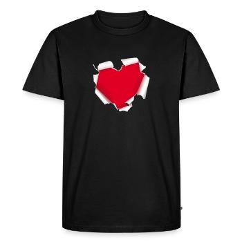 Papier déchiré au cœur pour la Saint-Valentin LoveHeart Cadeau - T-shirt Premium bio Homme - noir - Devant - Nico (187cm)