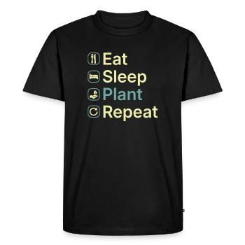 Mange Sommeil Plante Répète Drôle Drôle Plant Lover Cadeau - T-shirt Premium bio Homme - noir - Devant - Nico (187cm)
