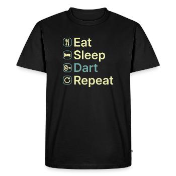 Mange des fléchettes pour dormir et répète le drôle de joueur de fléchettes - T-shirt Premium bio Homme - noir - Devant - Nico (187cm)
