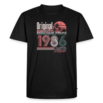 Cadeau d’anniversaire rétro vintage 1986 - T-shirt Premium bio Homme - noir - Devant - Nico (187cm)