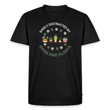Facilement distrait par le cadeau des chiens et des plantes - T-shirt Premium bio Homme - noir - Devant - Nico (187cm)