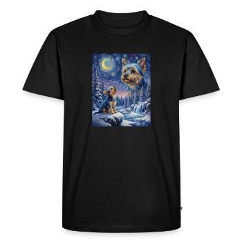 Hurlement vers la Lune Mème Chien Yorkshire Terrier - T-shirt Premium bio Homme - noir - Devant - Nico (187cm)