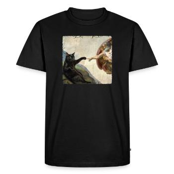 Chat gifle la main de Dieu Mème des chats drôles - T-shirt Premium bio Homme - noir - Devant - Nico (187cm)