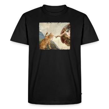 Chat gifle la main de Dieu Mème des chats drôles - T-shirt Premium bio Homme - noir - Devant - Nico (187cm)