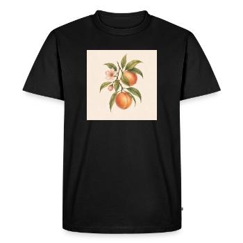 Doux comme une pêche | Design botanique vintage de pêche - T-shirt Premium bio Homme - noir - Devant - Nico (187cm)
