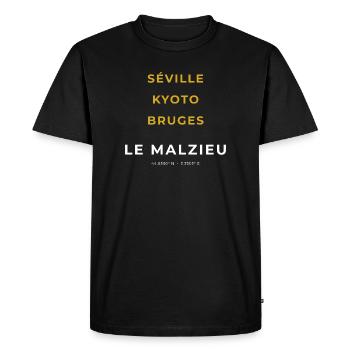 Le Malzieu Lozère - Séville - Kyoto - Bruges - T-shirt Premium bio Homme - noir - Devant - Nico (187cm)