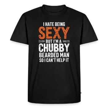 Homme à la barbe potelée qui dit Cadeau de chemise Mari - T-shirt Premium bio Homme - noir - Devant - Nico (187cm)