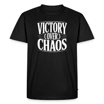 Victoire sur le chaos - T-shirt Premium bio Homme - noir - Devant - Nico (187cm)