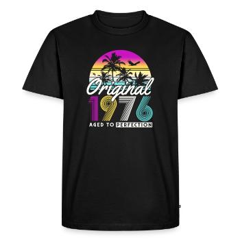 Cadeau d’anniversaire vintage 1976 50 ans rétro - T-shirt Premium bio Homme - noir - Devant - Nico (187cm)