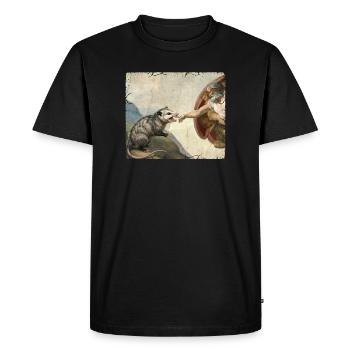 L’opossum bat la main de Dieu Mème drôle d’opossum - T-shirt Premium bio Homme - noir - Devant - Nico (187cm)