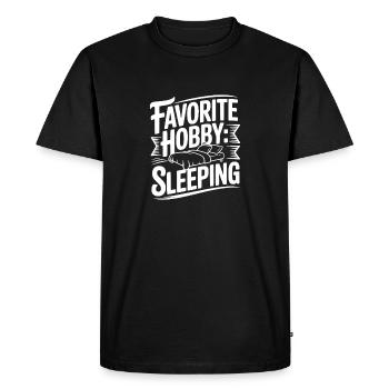Favorite Hobby: Sleeping - Men's Premium Organic T-Shirt - black - Front - Nico (187cm)